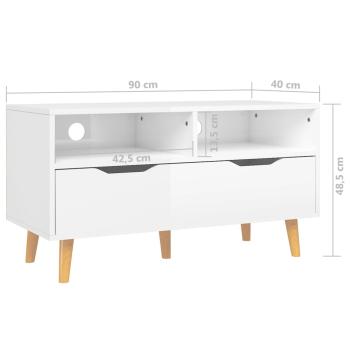 ARDEBO.de - TV-Schrank Hochglanz-Weiß 90x40x48,5 cm Holzwerkstoff