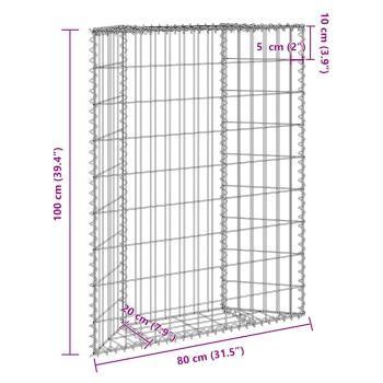  Gabionen-Hochbeet Trapezform Verzinkter Stahl 80x20x100 cm