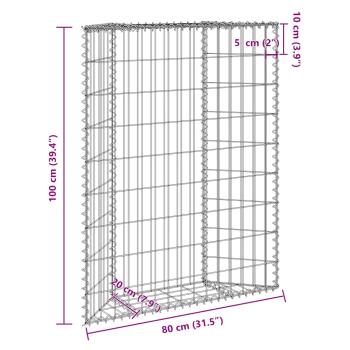  Gabionen-Hochbeet Trapezform Verzinkter Stahl 80x20x100 cm
