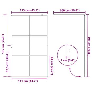 Duschwand für Begehbare Dusche mit Klarem ESG Glas 115x195 cm