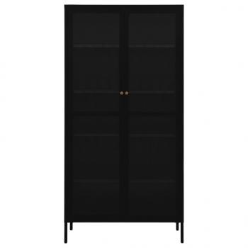 Vitrine Schwarz 90x40x180 cm Stahl und Gehärtetes Glas  