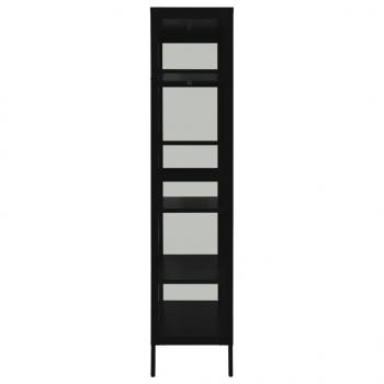 Vitrine Schwarz 90x40x180 cm Stahl und Gehärtetes Glas  