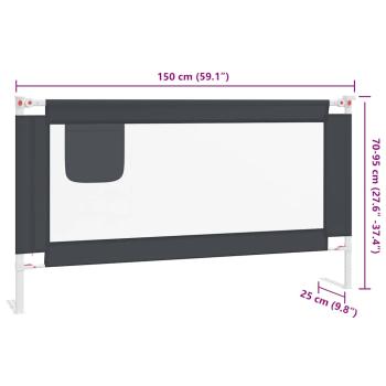 Kleinkind-Bettschutzgitter Dunkelgrau 150x25 cm Stoff