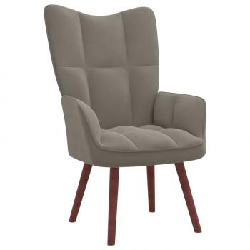 Relaxsessel mit Hocker Hellgrau Samt