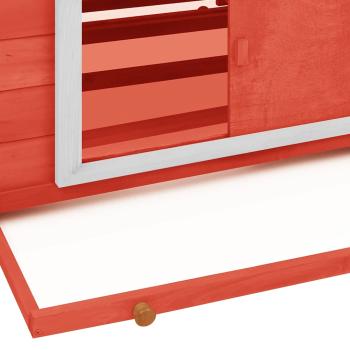 Hühnerstall Rot und Weiß 152x96x110 cm Massivholz Tanne