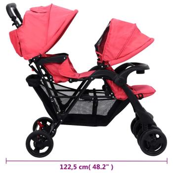 Tandem-Zwillingskinderwagen Rot Stahl