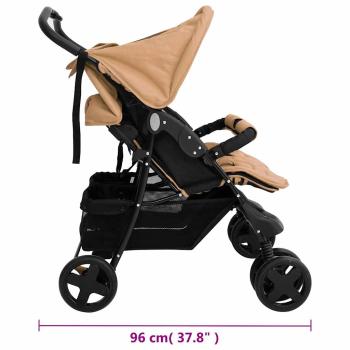 Zwillingskinderwagen Taupe Stahl