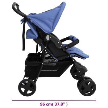 Zwillingskinderwagen Marineblau Stahl