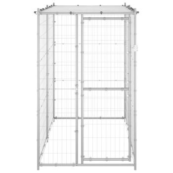 Outdoor-Hundezwinger mit Dach Verzinkter Stahl 110x220x180 cm