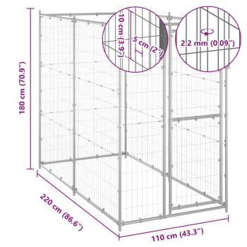Outdoor-Hundezwinger Verzinkter Stahl 110x220x180 cm