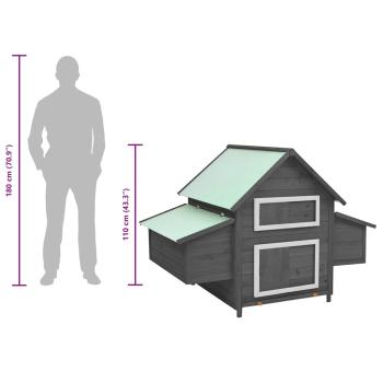 Hühnerstall Grau und Weiß 152x96x110 cm Massivholz Tanne