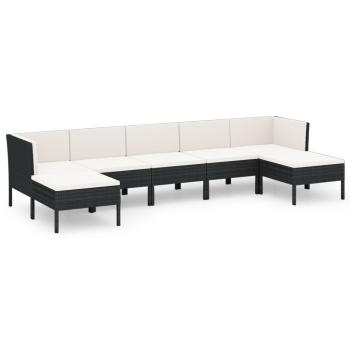 7-tlg. Garten-Lounge-Set mit Auflagen Poly Rattan Schwarz