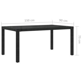 ARDEBO.de - Gartentisch 150x90x75 cm Gehärtetes Glas Poly Rattan Schwarz