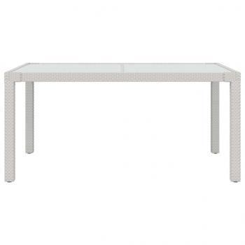 Gartentisch 150x90x75 cm Gehärtetes Glas Poly Rattan Weiß