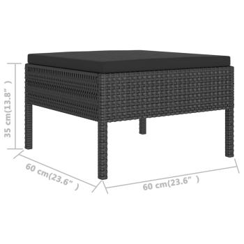 6-tlg. Garten-Lounge-Set mit Auflagen Poly Rattan Schwarz