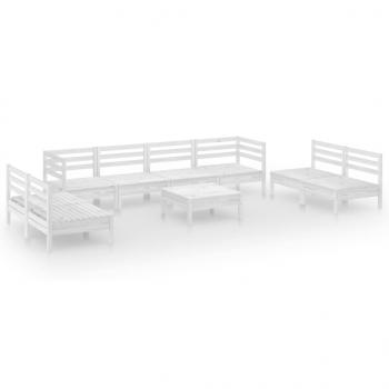 9-tlg. Garten-Lounge-Set Weiß Massivholz Kiefer