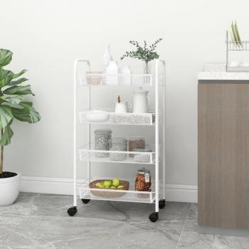 ARDEBO.de - Küchenwagen 4 Etagen Weiß 46x26x85 cm Eisen