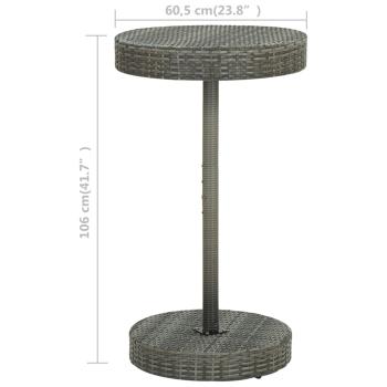 3-tlg. Gartenbar-Set mit Kissen Poly Rattan Grau