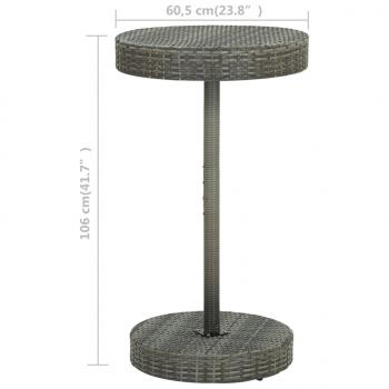 3-tlg. Gartenbar-Set mit Kissen Poly Rattan Grau
