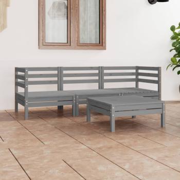 ARDEBO.de - 4-tlg. Garten-Lounge-Set Grau Kiefer Massivholz
