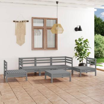 ARDEBO.de - 6-tlg. Garten-Lounge-Set Grau Kiefer Massivholz