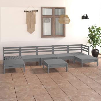 ARDEBO.de - 8-tlg. Garten-Lounge-Set Grau Massivholz Kiefer