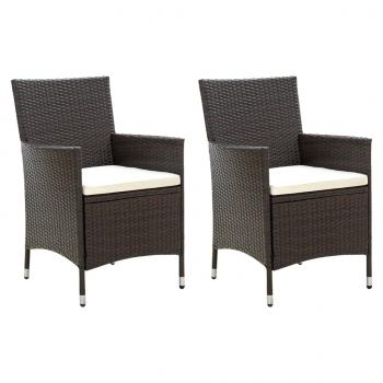 ARDEBO.de - Gartenstühle mit Sitzpolster 2 Stk. Poly Rattan Braun