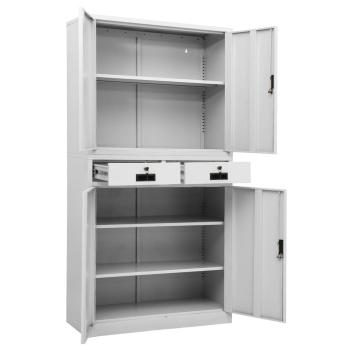 Büroschrank Hellgrau 90x40x180 cm Stahl 