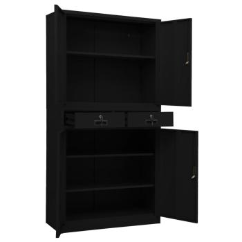 ARDEBO.de - Büroschrank Schwarz 90x40x180 cm Stahl