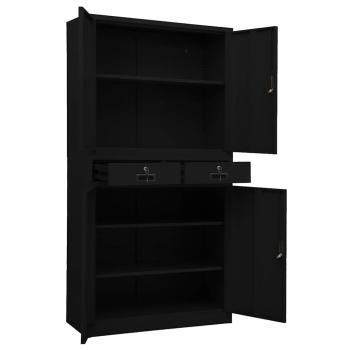 B?roschrank Schwarz 90x40x180 cm Stahl