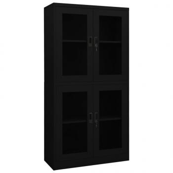 ARDEBO.de - Büroschrank Schwarz 90x40x180 cm Stahl und Hartglas