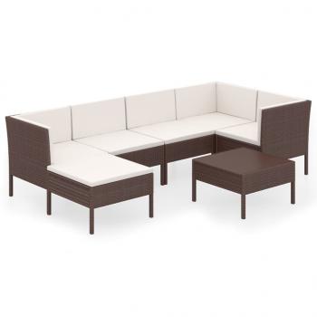 ARDEBO.de - 7-tlg. Garten-Lounge-Set mit Auflagen Poly Rattan Braun