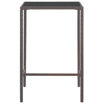 5-tlg. Gartenbar-Set mit Kissen Poly Rattan Braun