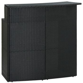 3-tlg. Gartenbar-Set mit Kissen Poly Rattan Schwarz
