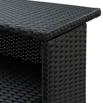3-tlg. Gartenbar-Set mit Kissen Poly Rattan Schwarz