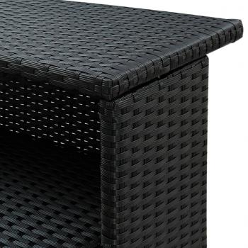 3-tlg. Gartenbar-Set mit Kissen Poly Rattan Schwarz