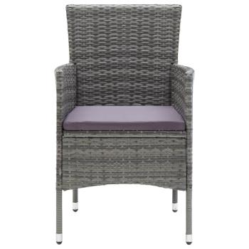 9-tlg. Garten-Essgruppe mit Kissen Poly Rattan Grau