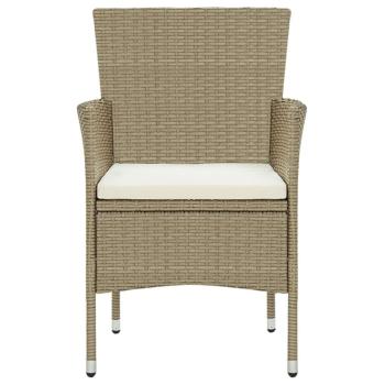 7-tlg. Garten-Essgruppe mit Kissen Poly Rattan Beige