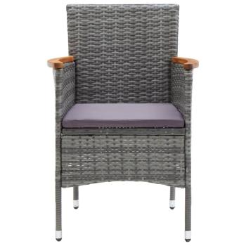 9-tlg. Garten-Essgruppe mit Kissen Poly Rattan Grau 