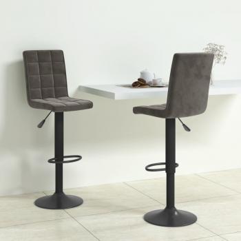 ARDEBO.de - Barhocker 2 Stk. Dunkelgrau Samt 