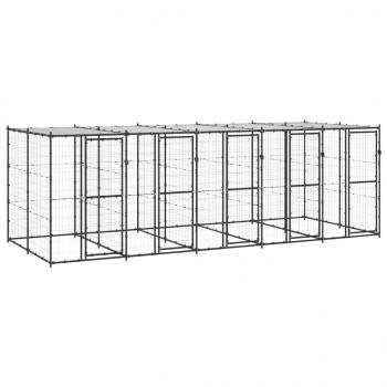ARDEBO.de - Outdoor-Hundezwinger Stahl mit Überdachung 12,1 m²