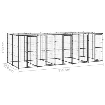 Outdoor-Hundezwinger Stahl mit Überdachung 12,1 m²