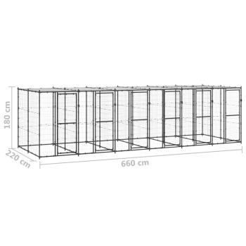 Outdoor-Hundezwinger Stahl mit Überdachung 14,52 m²
