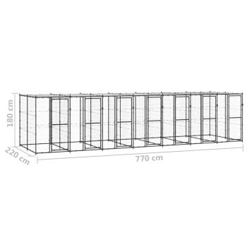 Outdoor-Hundezwinger Stahl mit Überdachung 16,94 m²