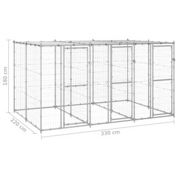 Outdoor-Hundezwinger mit Überdachung Verzinkter Stahl 7,26 m²