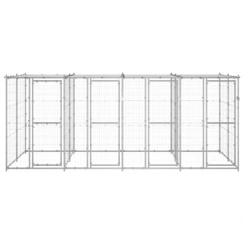 Outdoor-Hundezwinger mit Überdachung Verzinkter Stahl 9,68 m²