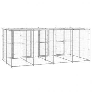 Outdoor-Hundezwinger mit Überdachung Verzinkter Stahl 9,68 m²