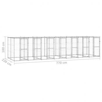Outdoor-Hundezwinger mit Überdachung Verzinkter Stahl 16,94 m²