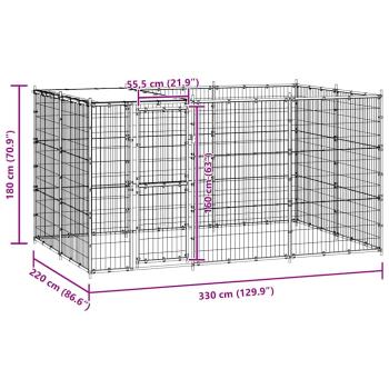 Outdoor-Hundezwinger mit Überdachung Stahl 7,26 m²