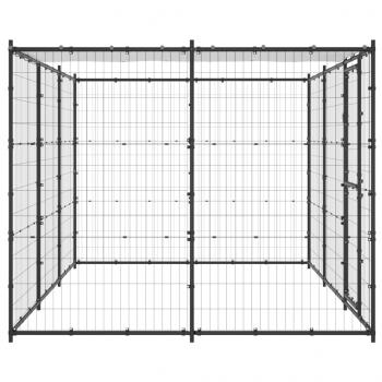 Outdoor-Hundezwinger mit Überdachung Stahl 7,26 m²